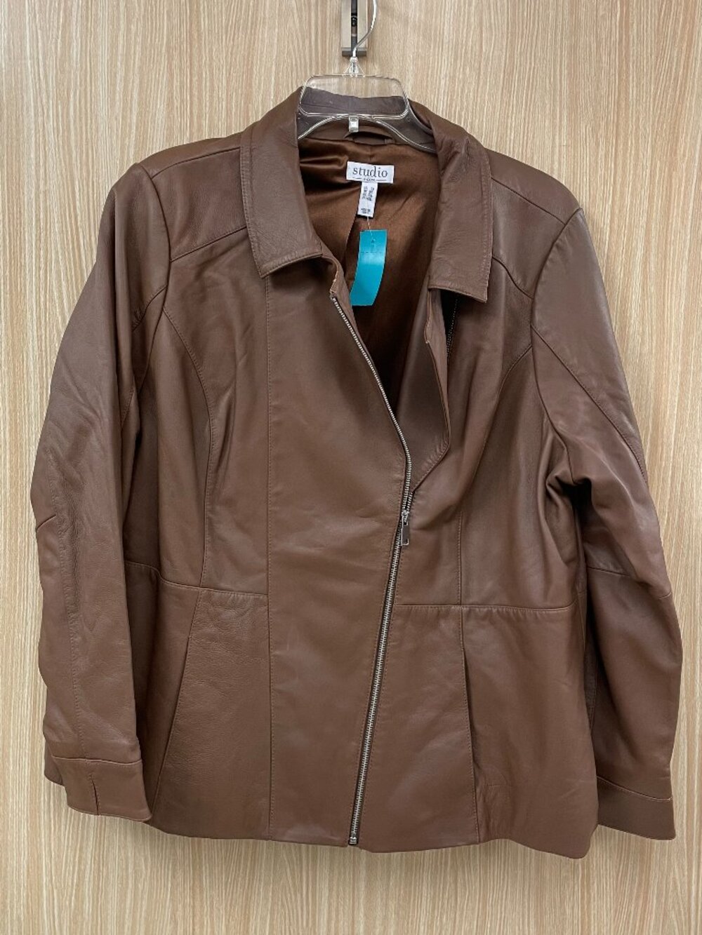 Studio Brown Leather Jacket Size 2X